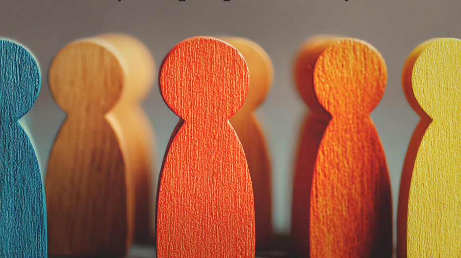 people shaped wooden coloured blocks